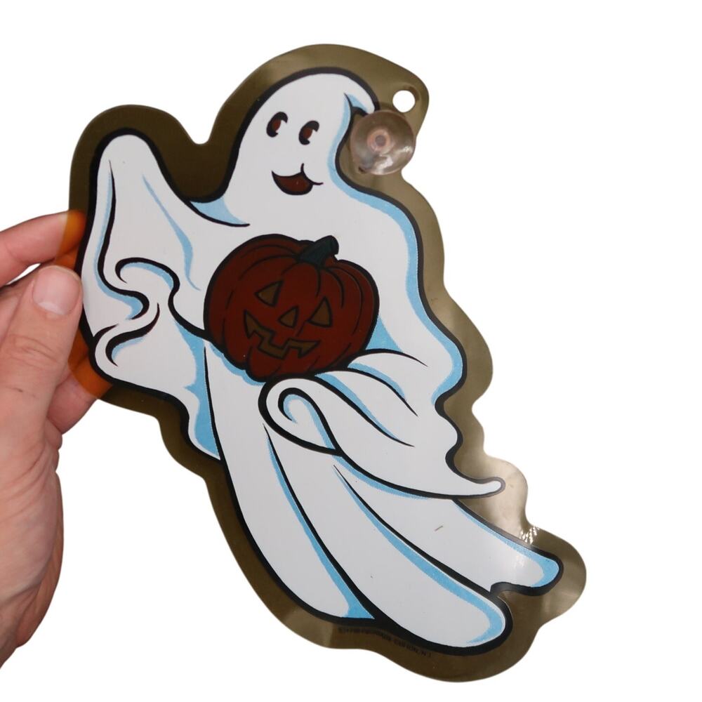 Prismatix Halloween Ghost & Jack o Lantern Window Decoration Vintage 1990